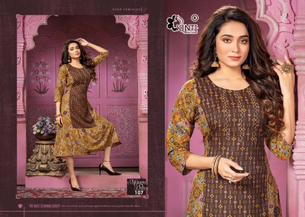 Kinti Mango Dolly Rayon Fancy Wear Printed  Anarkali Kurti Collection